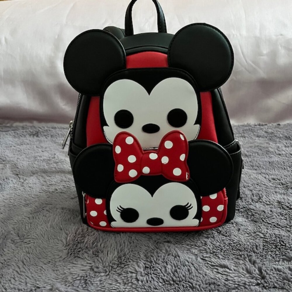 Disney Mickey and Minnie Loungefly red/black mini Backpack RARE